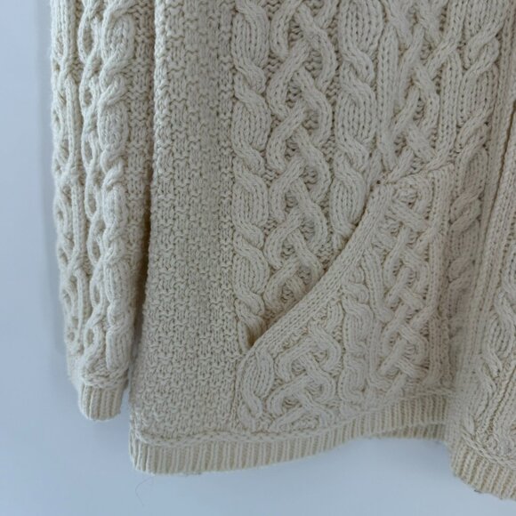 Aran Crafts Plated Crew Neck Cardigan with Celtic Zip Cream Size Medium - Picture 4 of 9